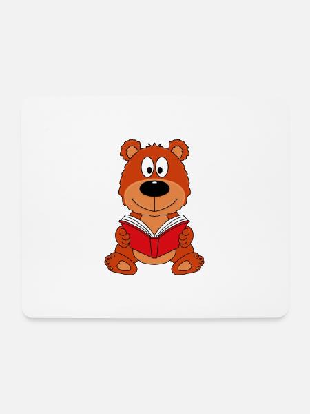 TEDDYBÄR - BÄR - TEDDY - LESEN - BUCH - VORLESEN - Mousepad (Querformat) - Weiß