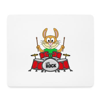 HASE - KANINCHEN - OSTERHASE - SCHLAGZEUG - MUSIK - Mousepad (Querformat) - Weiß - Vorne