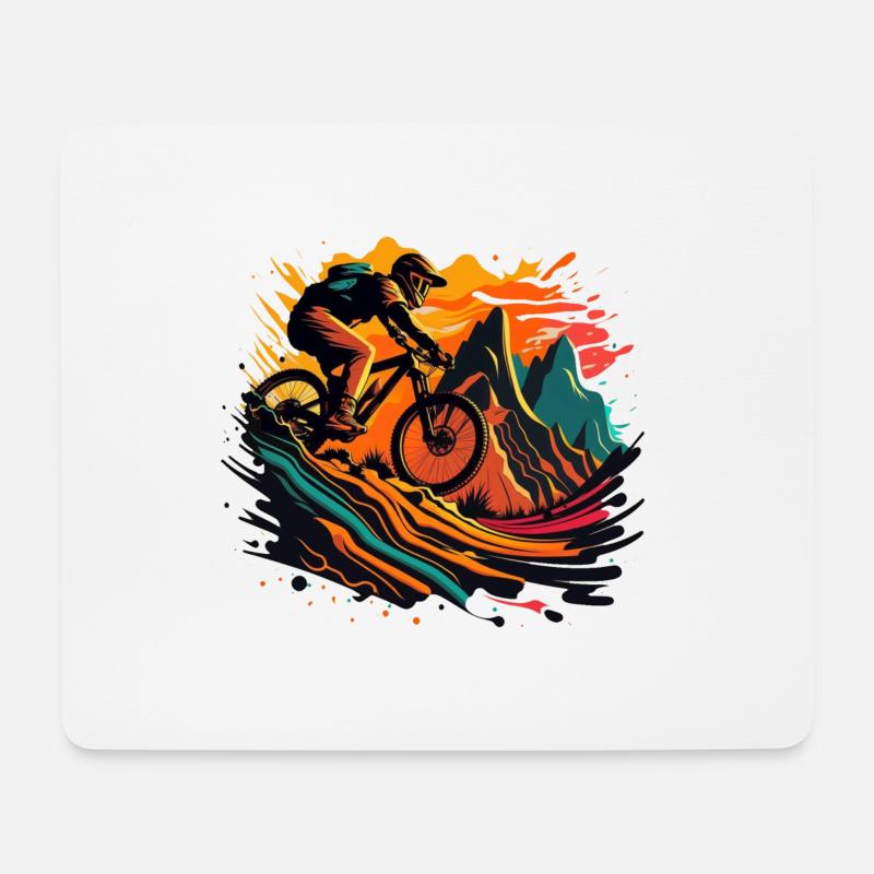 Mountainbiking. - Mousepad (Querformat) - Weiß