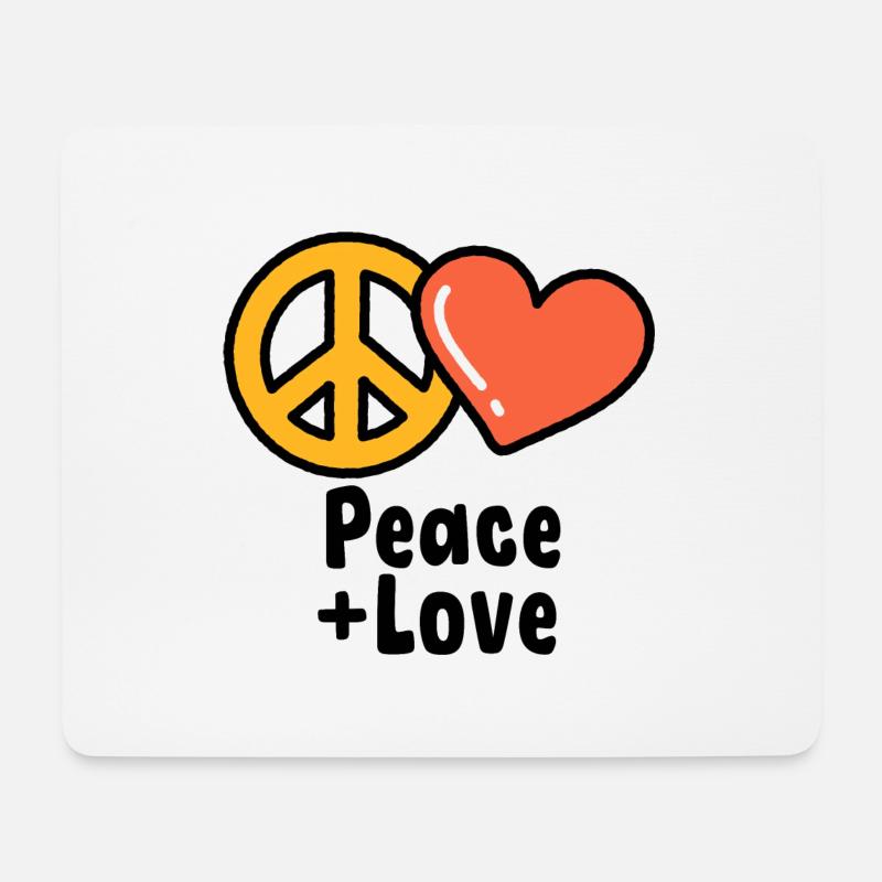 Frieden & Liebe Frieden + Liebe originelles Geschenk - Mousepad (Querformat) - Weiß