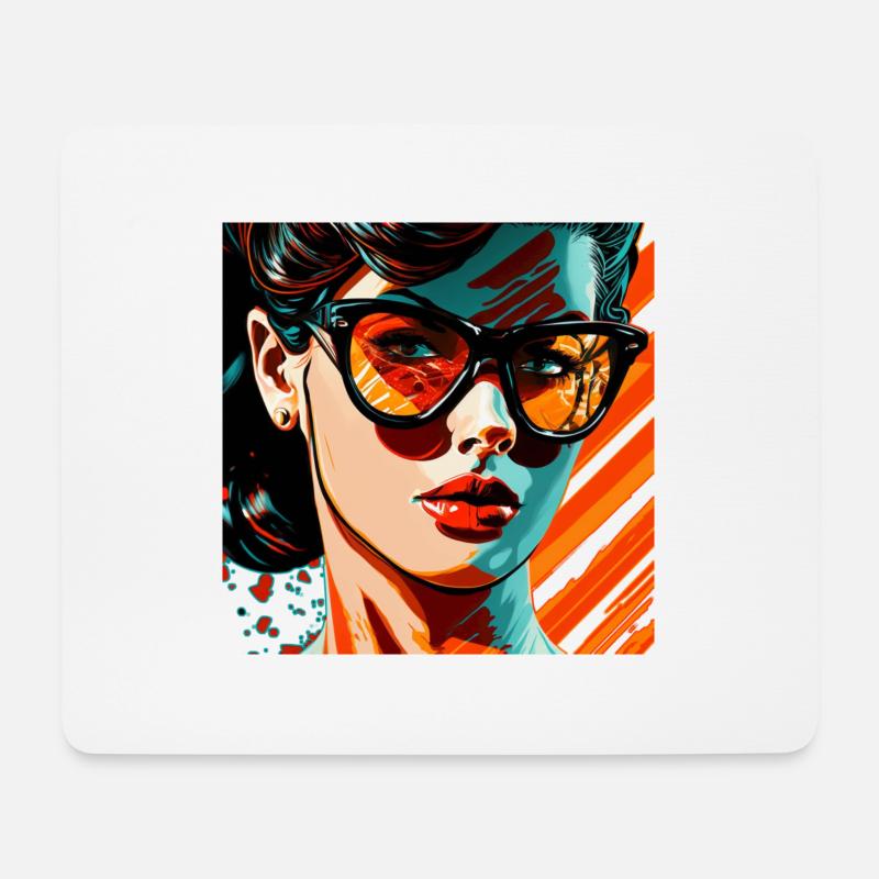 Vectorized Woman - Mousepad (Querformat) - Weiß