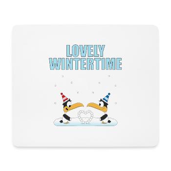 LOVELY WINTERTIME - SCHNEE - LIEBE - PINGUINE - Mousepad (Querformat) - Weiß - Vorne
