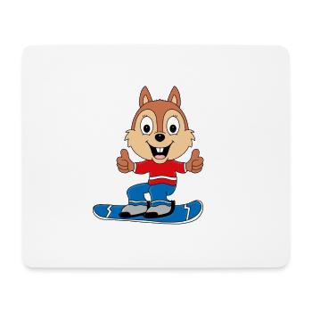 EICHHÖRNCHEN - SNOWBOARD - WINTERSPORT - TIERISCH - Mousepad (Querformat) - Weiß - Vorne