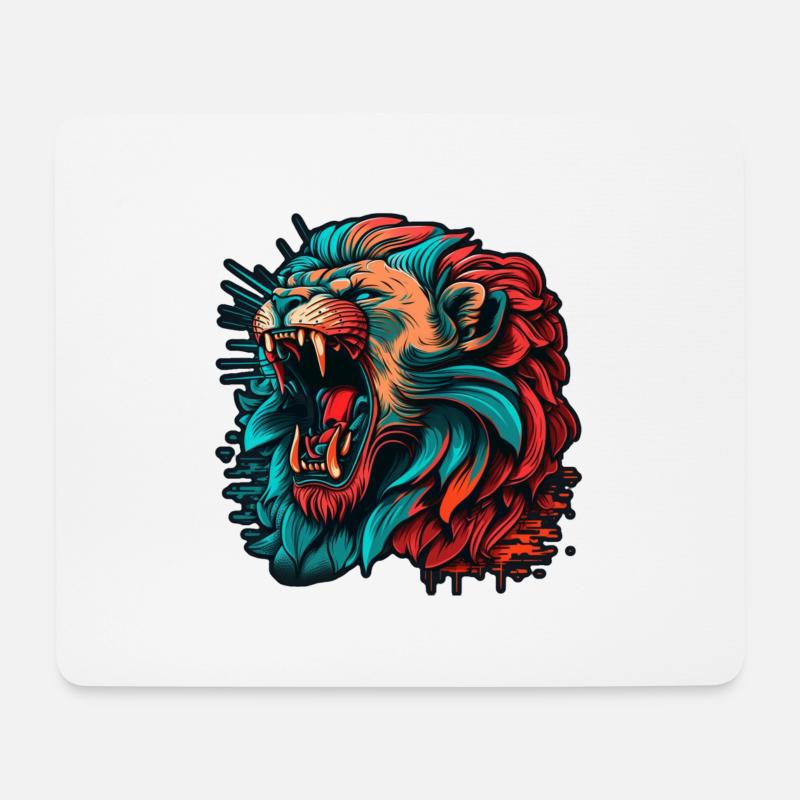 Löwe - Mousepad (Querformat) - Weiß