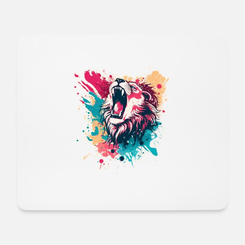 Löwe - Mousepad (Querformat) - Weiß
