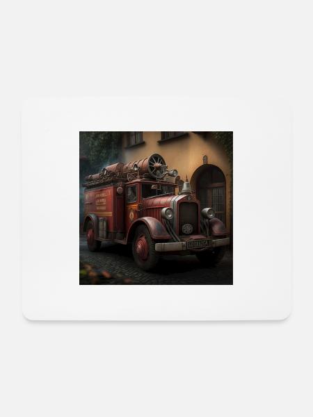 Nostalgisches Feuerwehrfahrzeug - Mousepad (Querformat) - Weiß
