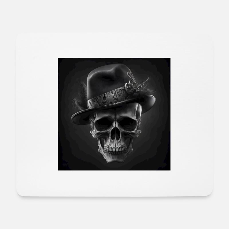 Vintage Schwarzer Totenkopf - Mousepad (Querformat) - Weiß