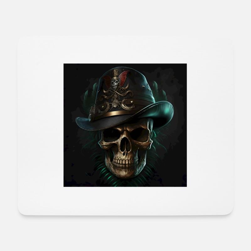Vintage Schwarzer Totenkopf - Mousepad (Querformat) - Weiß