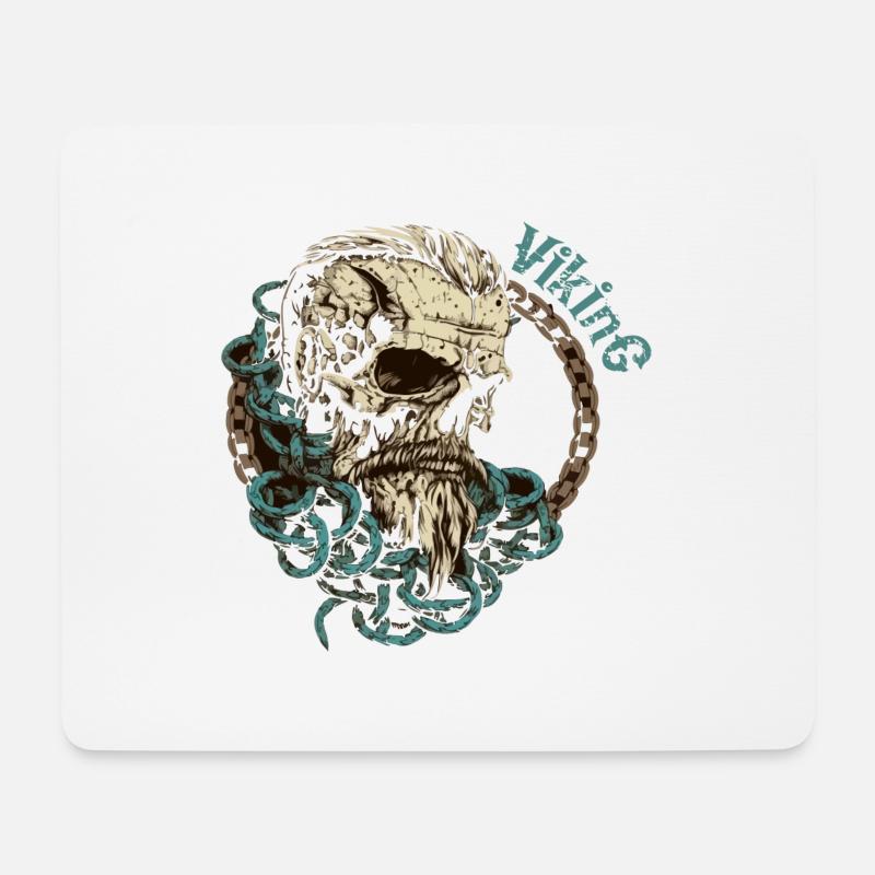 Viking Skull Totenkopf Wikinger - Mousepad (Querformat) - Weiß