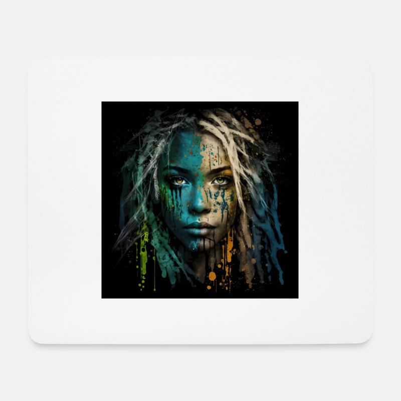 Gesicht Frau Dreadlocks n°12 - Mousepad (Querformat) - Weiß