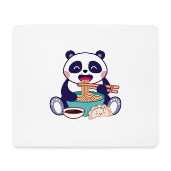 Panda mit Ramensuppe - Mousepad (Querformat) - Weiß - Vorne