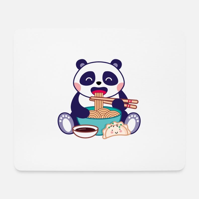 Panda with ramen soup - Mouse Pad (horizontal) - white