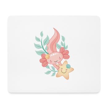 Axolotl avec étoile de mer - Tapis de souris (format paysage) - blanc - Devant