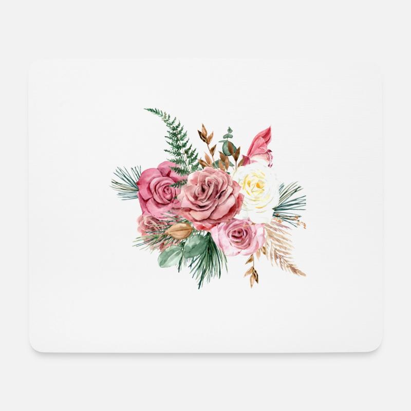 Aquarell Blumen Geschenkidee - Mousepad (Querformat) - Weiß