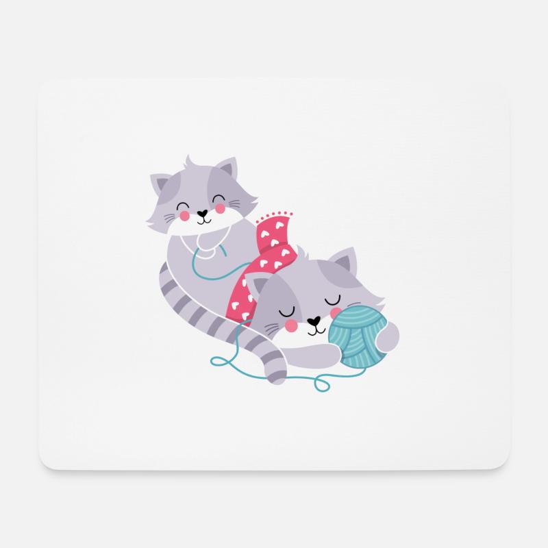 Chats à tubercule laineux - Tapis de souris (format paysage) - blanc