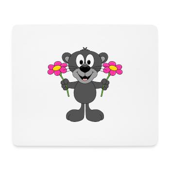 PANTHER - BLUMEN - TIER - TIERISCH - Mousepad (Querformat) - Weiß - Vorne
