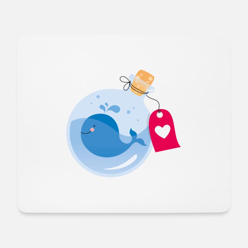 Message in a bottle with a small whale - Mouse Pad (horizontal) - white