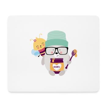 Bär mit Biene - Mousepad (Querformat) - Weiß - Vorne