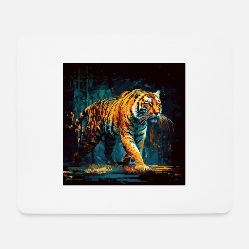 Bengalischer Tiger, Trail-Jäger - Mousepad (Querformat) - Weiß