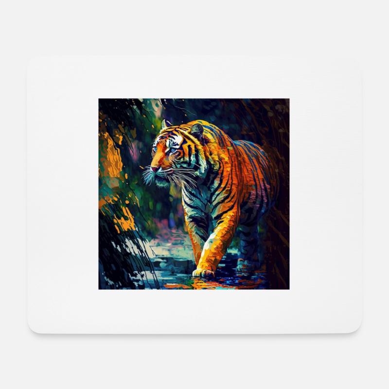 Bengalischer Tiger auf der Jagd - Mousepad (Querformat) - Weiß