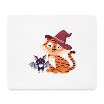 Tiger with bat - Mouse Pad (horizontal) - white - Front