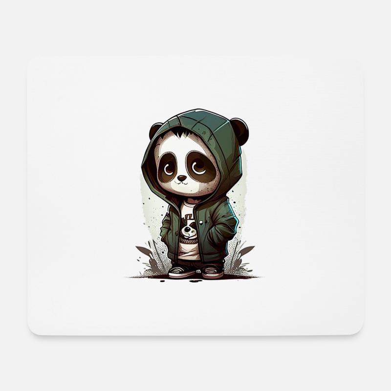 Teenagepanda mit Hoodie - Mousepad (Querformat) - Weiß