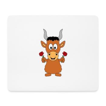 STIER - BULLE - BLUMEN - TIER - LIEBE - Mousepad (Querformat) - Weiß - Vorne