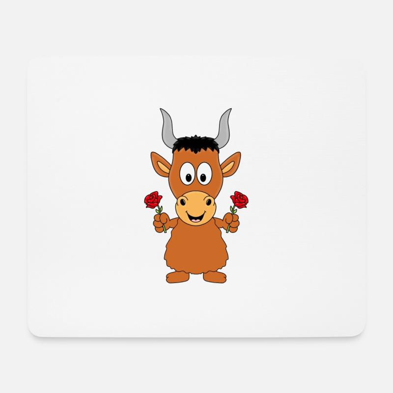 STIER - BULLE - BLUMEN - TIER - LIEBE - Mousepad (Querformat) - Weiß