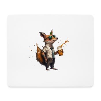 Lässiger Fuchs mit Bier - Mousepad (Querformat) - Weiß - Vorne