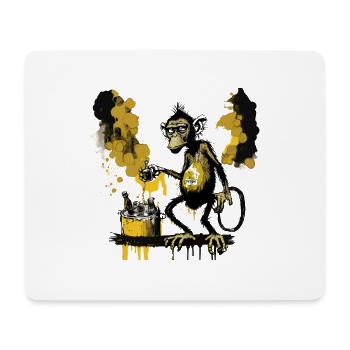 Cooler Schimpanse der sein eigenes Bier braut - Mousepad (Querformat) - Weiß - Vorne