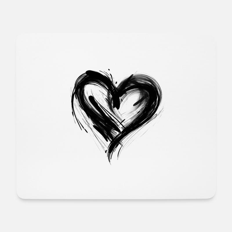 romantisches geschwungenes Herz für Valetninstag - Mousepad (Querformat) - Weiß