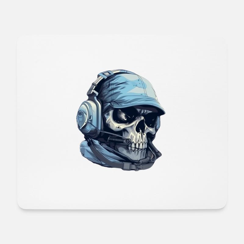 Tactical Skull - Mousepad (Querformat) - Weiß