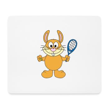 TENNIS - SPORT - HASE - OSTERHASE - KANINCHEN - Mousepad (Querformat) - Weiß - Vorne