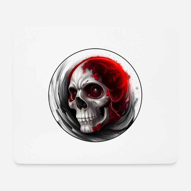 Darkside Design - Schädel Kunst 4 - Mousepad (Querformat) - Weiß