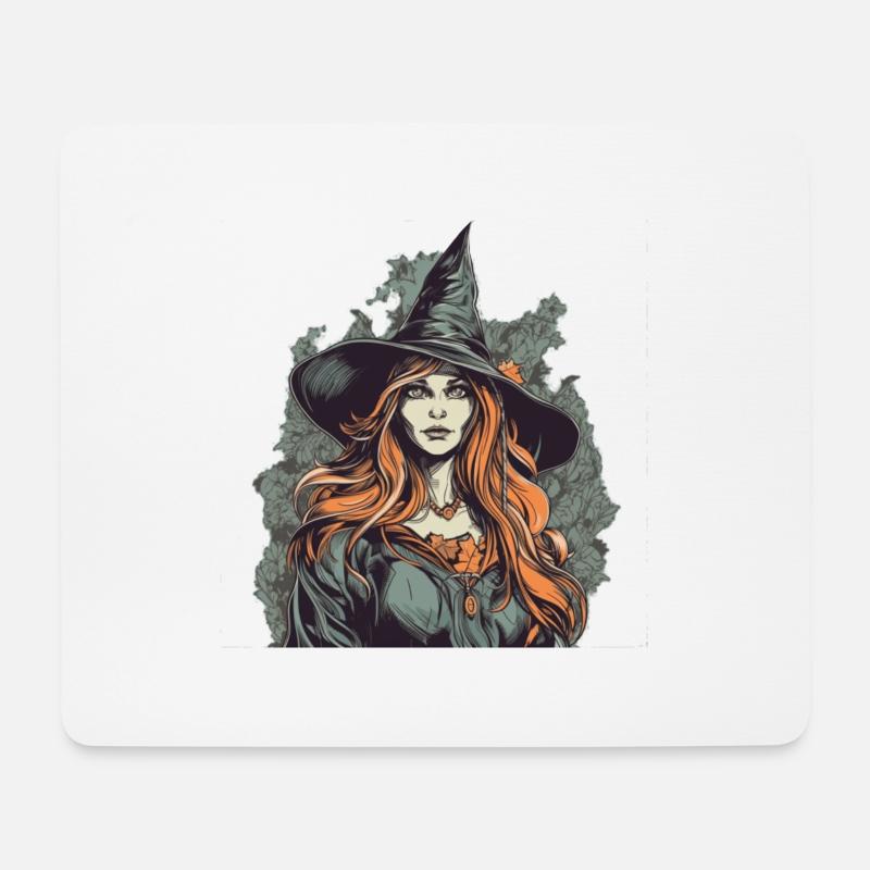 Düstere wunderschöne Hexe / Wicca mit roten Haaren - Mousepad (Querformat) - Weiß
