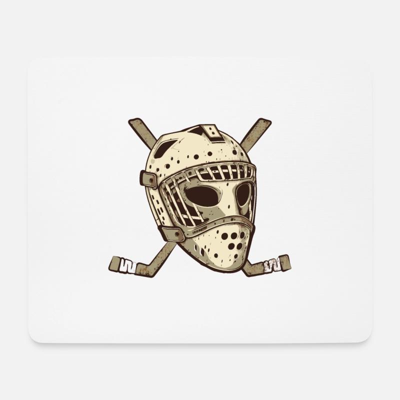 Retro Hockey Mask - Mousepad (Querformat) - Weiß