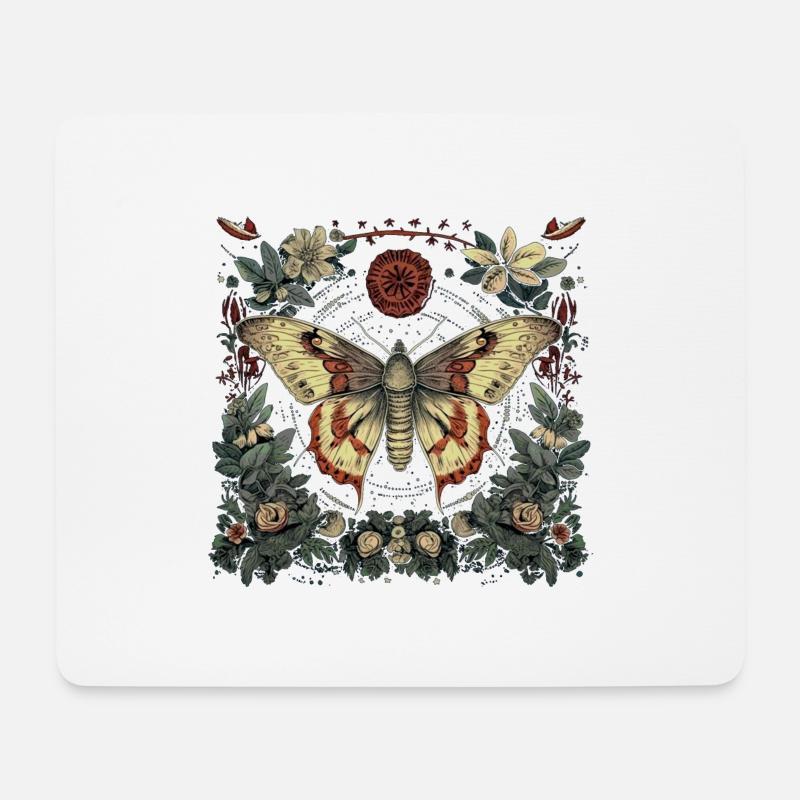 Mystische Motte mit magischem Herbarium - Mousepad (Querformat) - Weiß