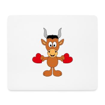 STIER - BULLE - HERZEN - LIEBE - LOVE - TIER - Mousepad (Querformat) - Weiß - Vorne