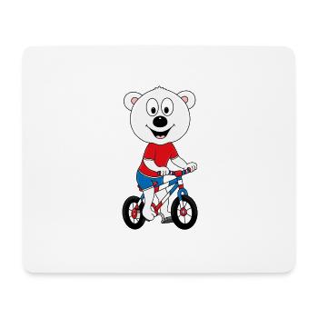 FAHRRAD - RAD - EISBÄR - TIER - KIND - BABY - Mousepad (Querformat) - Weiß - Vorne
