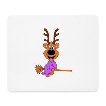 REH - HEXE - HEXENBESEN - FLIEGEN - TIER - Mousepad (Querformat) - Weiß - Vorne