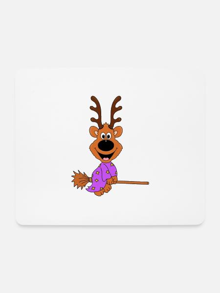 REH - HEXE - HEXENBESEN - FLIEGEN - TIER - Mousepad (Querformat) - Weiß