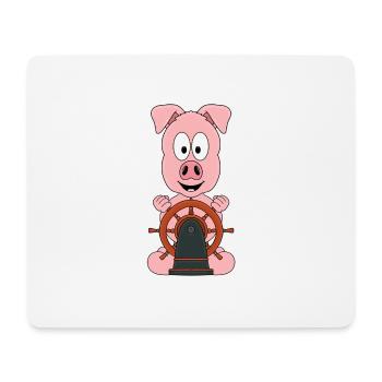 SCHWEIN - BOOT - SCHIFF - KAPITÄN - SEE - MEER - Mousepad (Querformat) - Weiß - Vorne