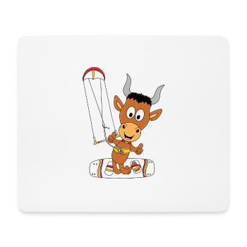 STIER - BULLE - KITE - KITESURFEN - KITESURFER - Mousepad (Querformat) - Weiß - Vorne