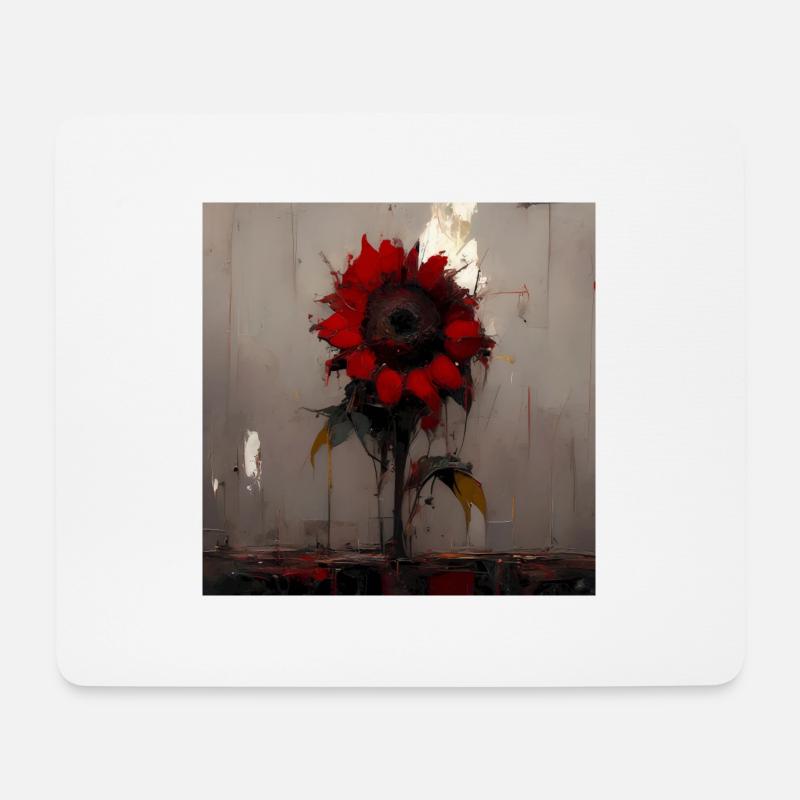 Düstere rote Sonnenblume in Aquarell - Mousepad (Querformat) - Weiß