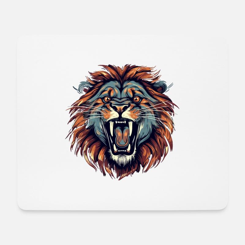 Löwe - Mousepad (Querformat) - Weiß