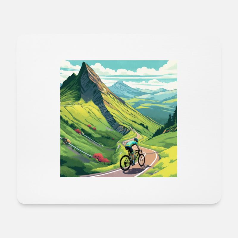 Rennradfahrer erklimmt Berg in Frankreich - Mousepad (Querformat) - Weiß