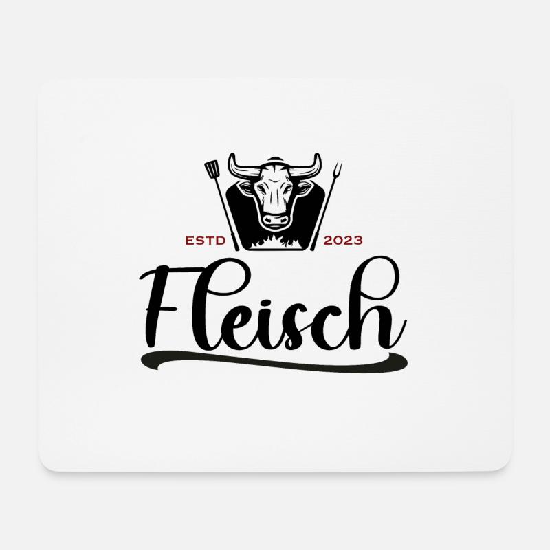 Fleisch Logo mit Stier weiß - Mousepad (Querformat) - Weiß