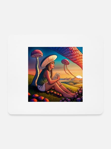Mushroom girl - Mousepad (Querformat) - Weiß