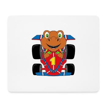 T-REX - DINOSAURIER - AUTO - RENNFAHRER - DINO - Mousepad (Querformat) - Weiß - Vorne