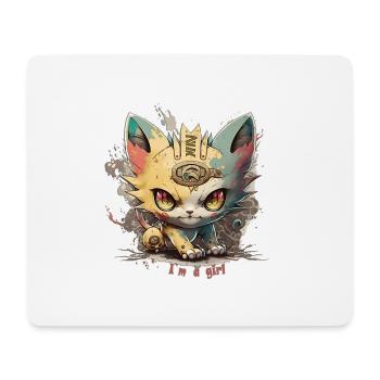 cat[ch me] # im a girl - Mouse Pad (horizontal) - white - Front